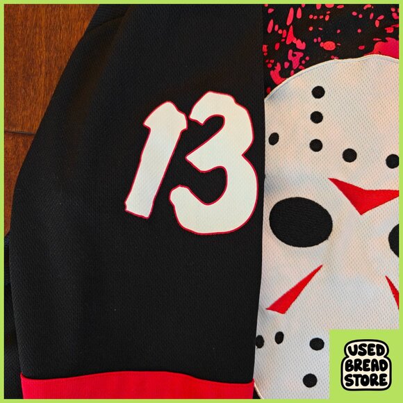 Friday the 13th Jason Voorhees Hockey Jersey Shirt 2XL Black Red Horror Blood - Picture 5 of 7